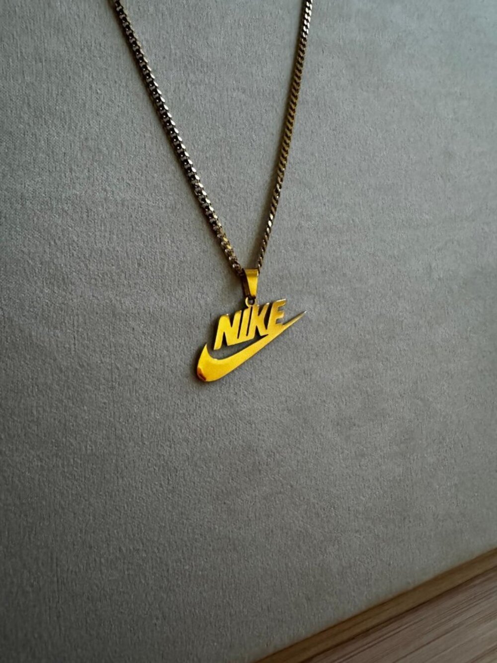 Nike Necklace - Gold Plated - 20" Thin Chain - Y2K - Christmas Gifts - Unisex